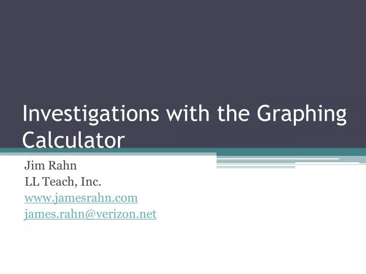 investigations with the graphing calculator