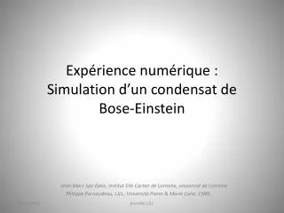 exp rience num rique simulation d un condensat de bose einstein