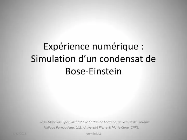 exp rience num rique simulation d un condensat de bose einstein