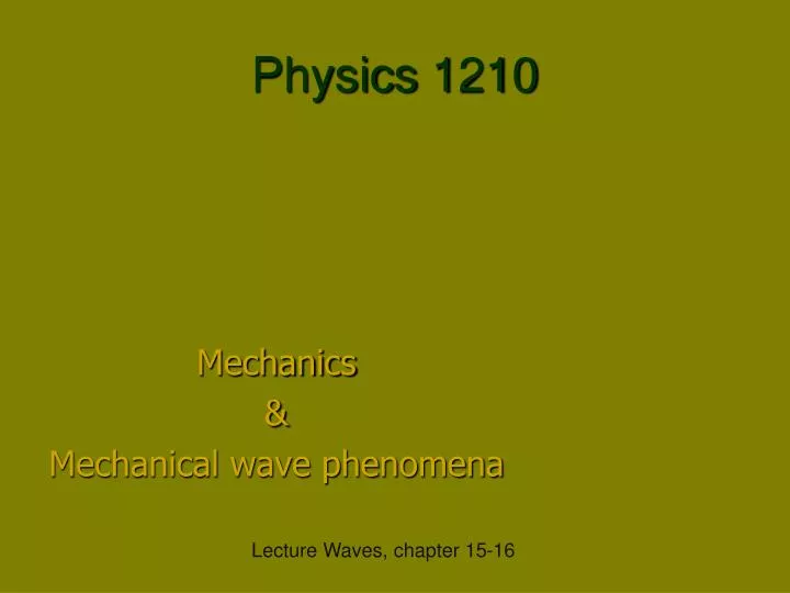 mechanics mechanical wave phenomena