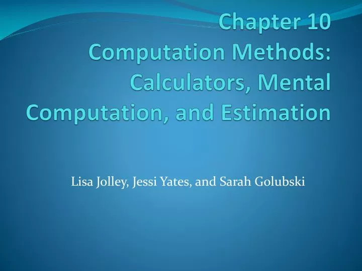 chapter 10 computation methods calculators mental computation and estimation