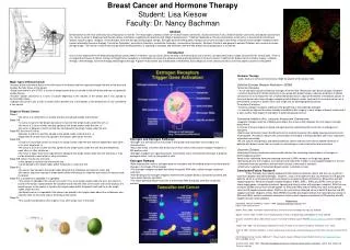 Breast Cancer and Hormone Therapy Student: Lisa Kiesow Faculty: Dr. Nancy Bachman
