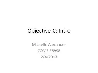 Objective-C: Intro