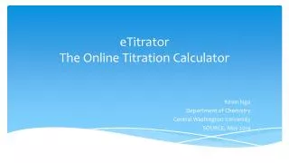 eTitrator The Online Titration Calculator