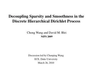 Decoupling Sparsity and Smoothness in the Discrete Hierarchical Dirichlet Process