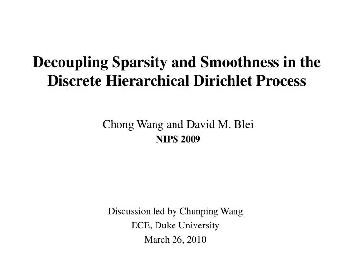 decoupling sparsity and smoothness in the discrete hierarchical dirichlet process