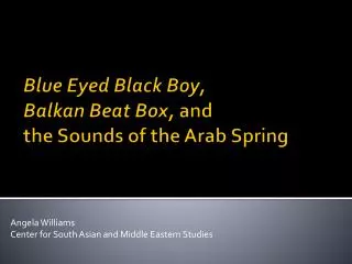 Blue Eyed Black B oy, Balkan Beat Box, and the Sounds of the Arab Spring