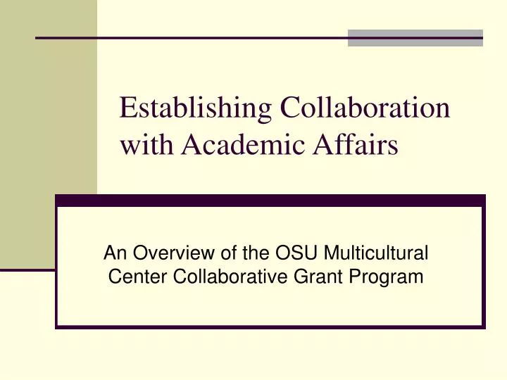 establishing collaboration with academic affairs