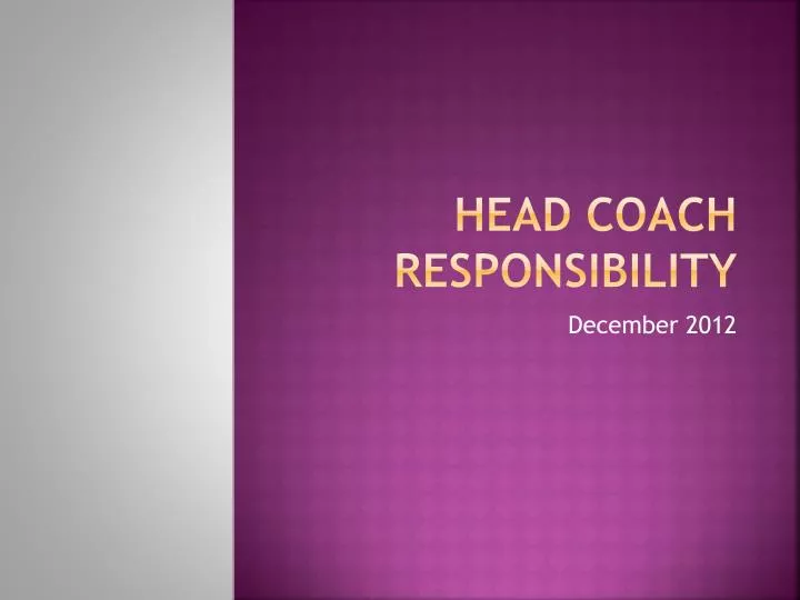 head coach responsibility
