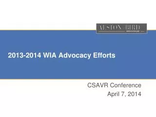 2013-2014 WIA Advocacy Efforts