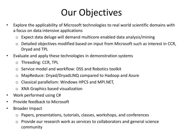 our objectives