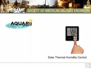 Solar Thermal Humidity Control