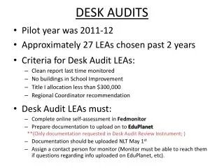 DESK AUDITS