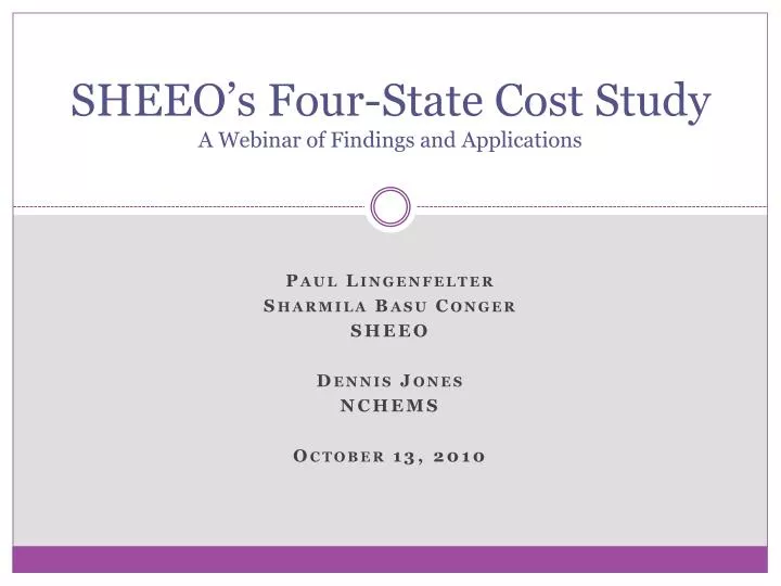 sheeo s four state cost study a webinar of findings and applications