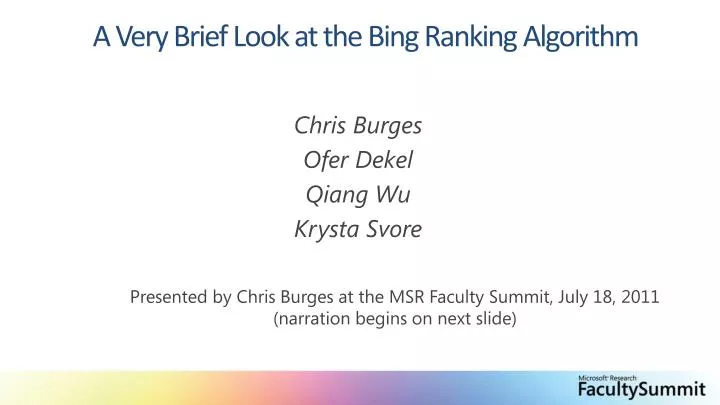 a very brief look at the bing ranking algorithm