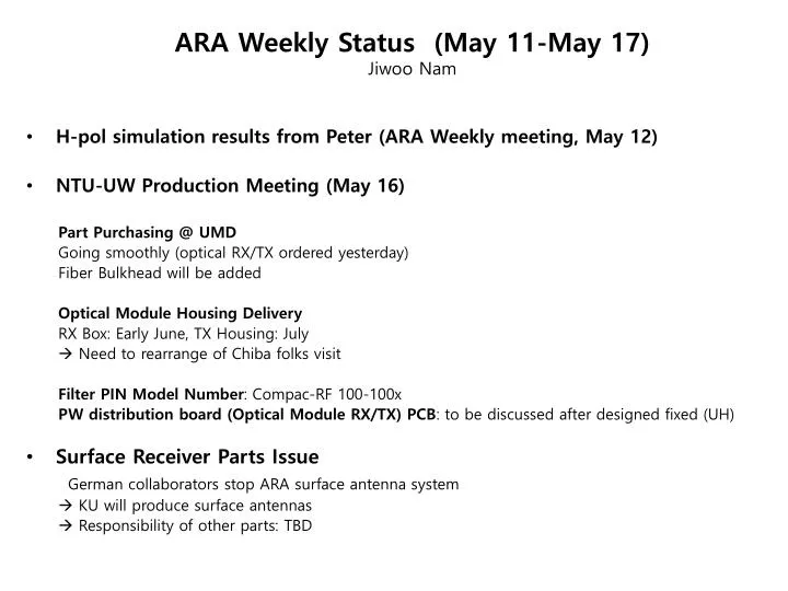 ara weekly status may 11 may 17 jiwoo nam
