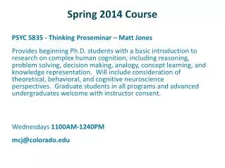 Spring 2014 Course