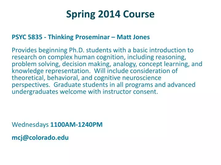 spring 2014 course