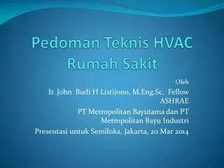 Pedoman Teknis HVAC Rumah Sakit