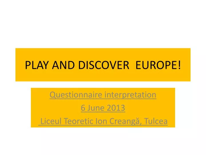 play and discover europe