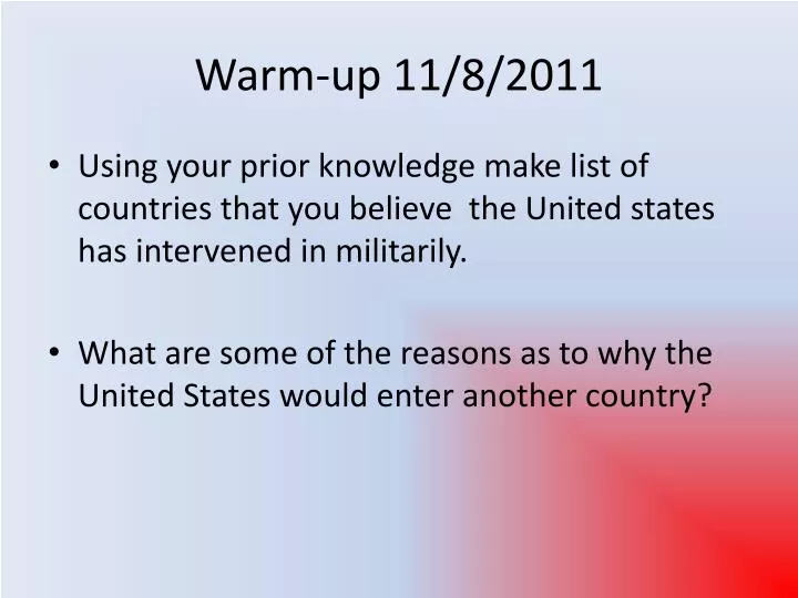 warm up 11 8 2011