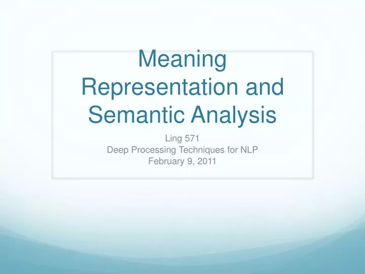 meaning representation and semantic analysis