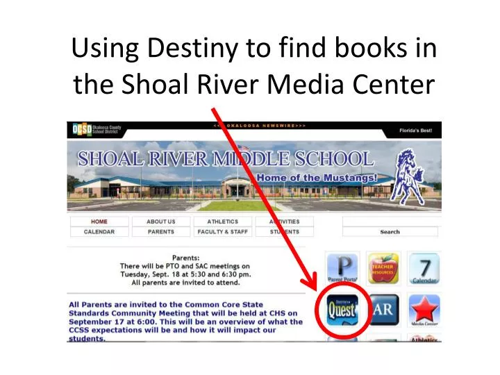 using destiny to find books in the shoal river media center