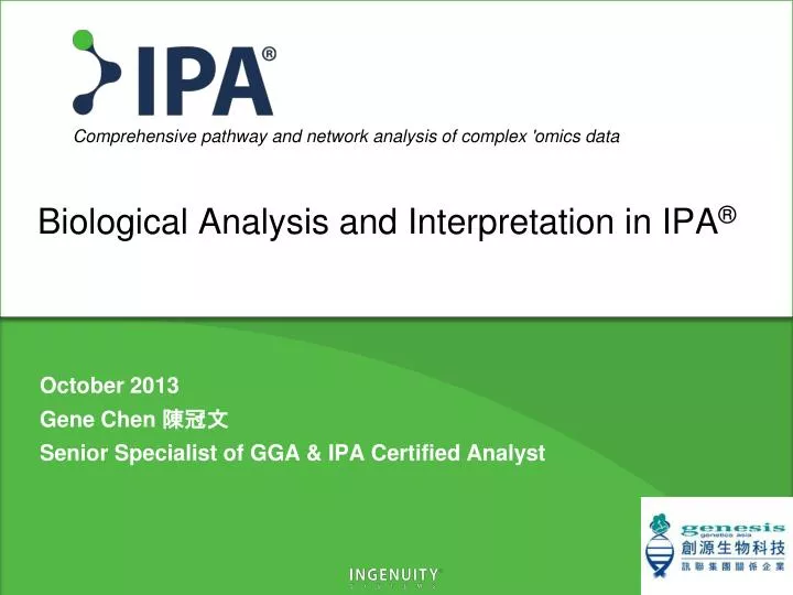 biological analysis and interpretation in ipa