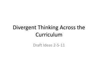 Divergent Thinking Across the Curriculum