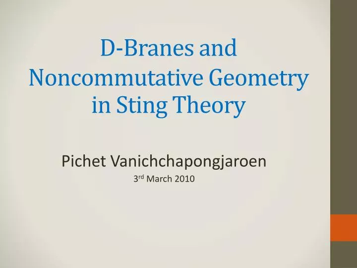 d branes and noncommutative geometry in sting theory
