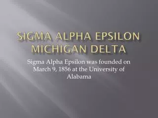 Sigma Alpha Epsilon Michigan Delta