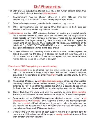 DNA Fingerprinting:
