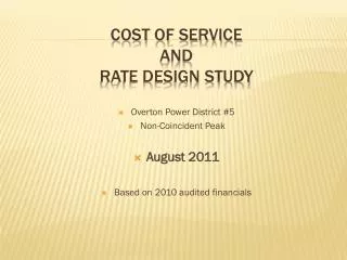 Cost of service and rate design study