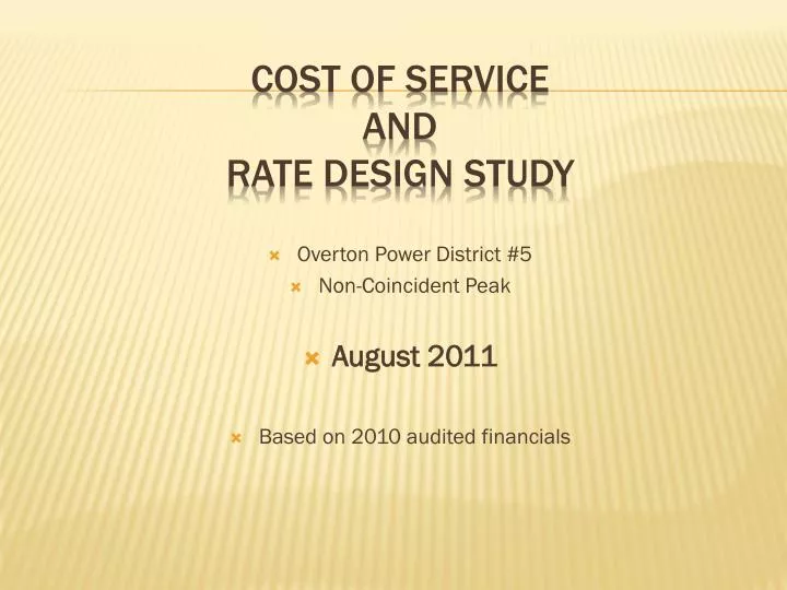 cost of service and rate design study