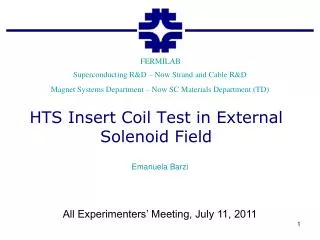 HTS Insert Coil Test in External Solenoid Field