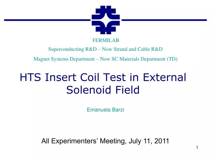 hts insert coil test in external solenoid field