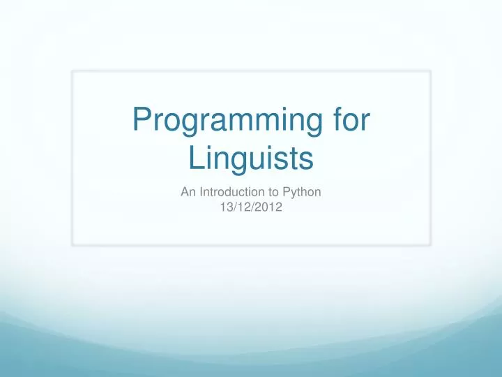 programming for linguists