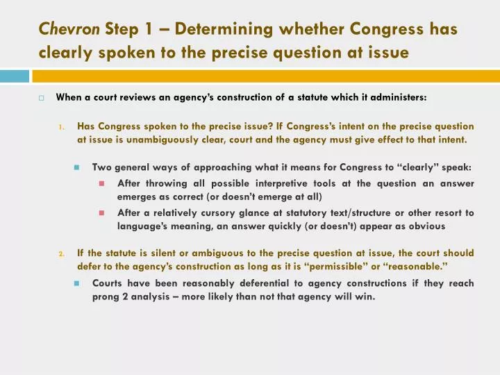 chevron step 1 determining whether congress has clearly spoken to the precise question at issue