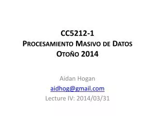 CC5212-1 Procesamiento Masivo de Datos Otoño 2014