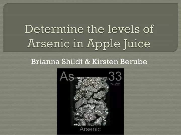 determine the levels of arsenic in apple juice