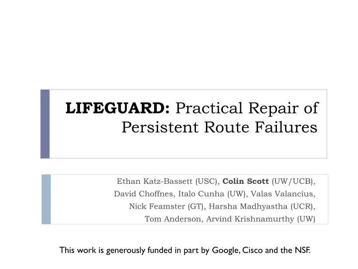 lifeguard practical repair of persistent route failures