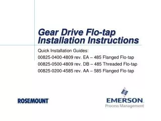 Gear Drive Flo-tap Installation Instructions