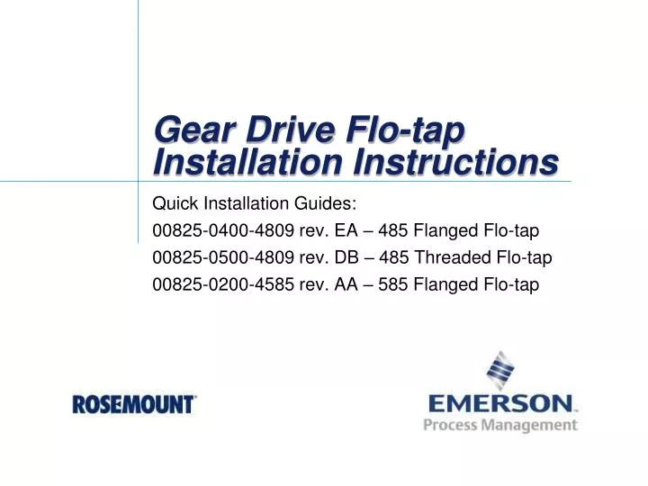 gear drive flo tap installation instructions