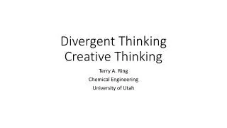 Divergent Thinking Creative Thinking