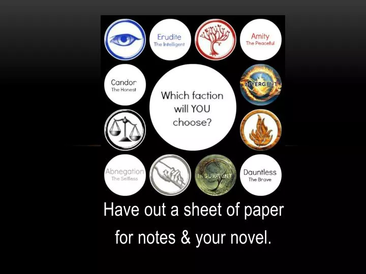 have out a sheet of paper for notes your novel
