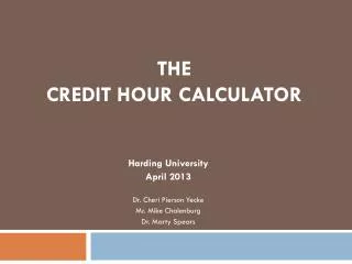 The Credit Hour Calculator