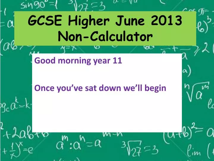 gcse higher june 2013 non calculator