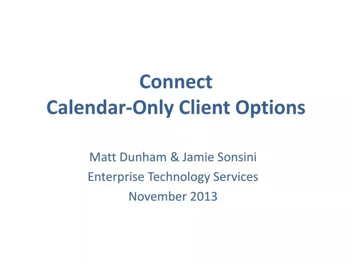 connect calendar only client options