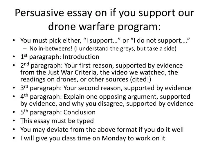 persuasive essay on if you support our drone warfare program