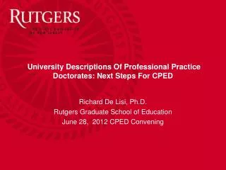 University Descriptions Of Professional Practice Doctorates: Next Steps For CPED